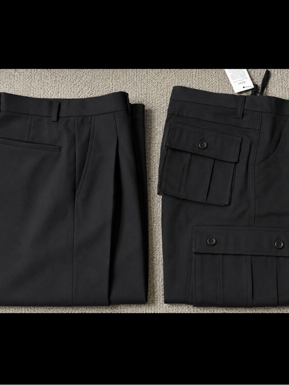 Mens Black Pants Sz 30 x 30. One nwt Cargo, one dress pant in EUC.